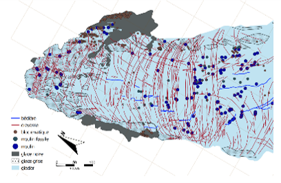 Carte glacio-morphologique du glacier du Baounet