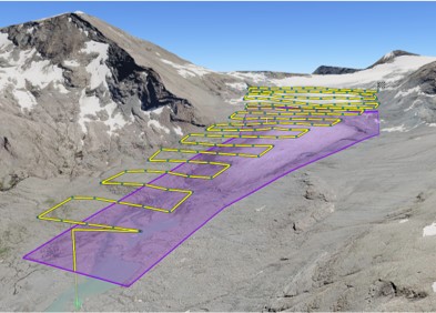 Plan de vol sur le glacier du Baounet